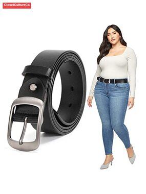 Plus Size Faux Leather Belt with Metal Pin Buckle Adjustable Waist